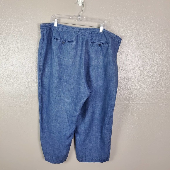 Valerie Stevens Woman 100% Linen Cropped Pants Zip w/Drawstring Closure 22W - Picture 3 of 9